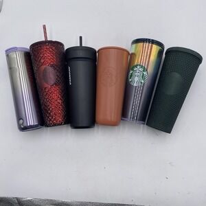 LOT OF 6 24 oz Starbucks Cold Tumblers Cleaned Venti Studded See Pics
